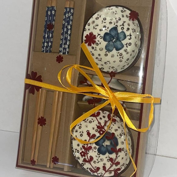 Chinese Dining Ware Chopsticks & Holders & Saucers Gift Set  New in Package.. - Picture 2 of 6